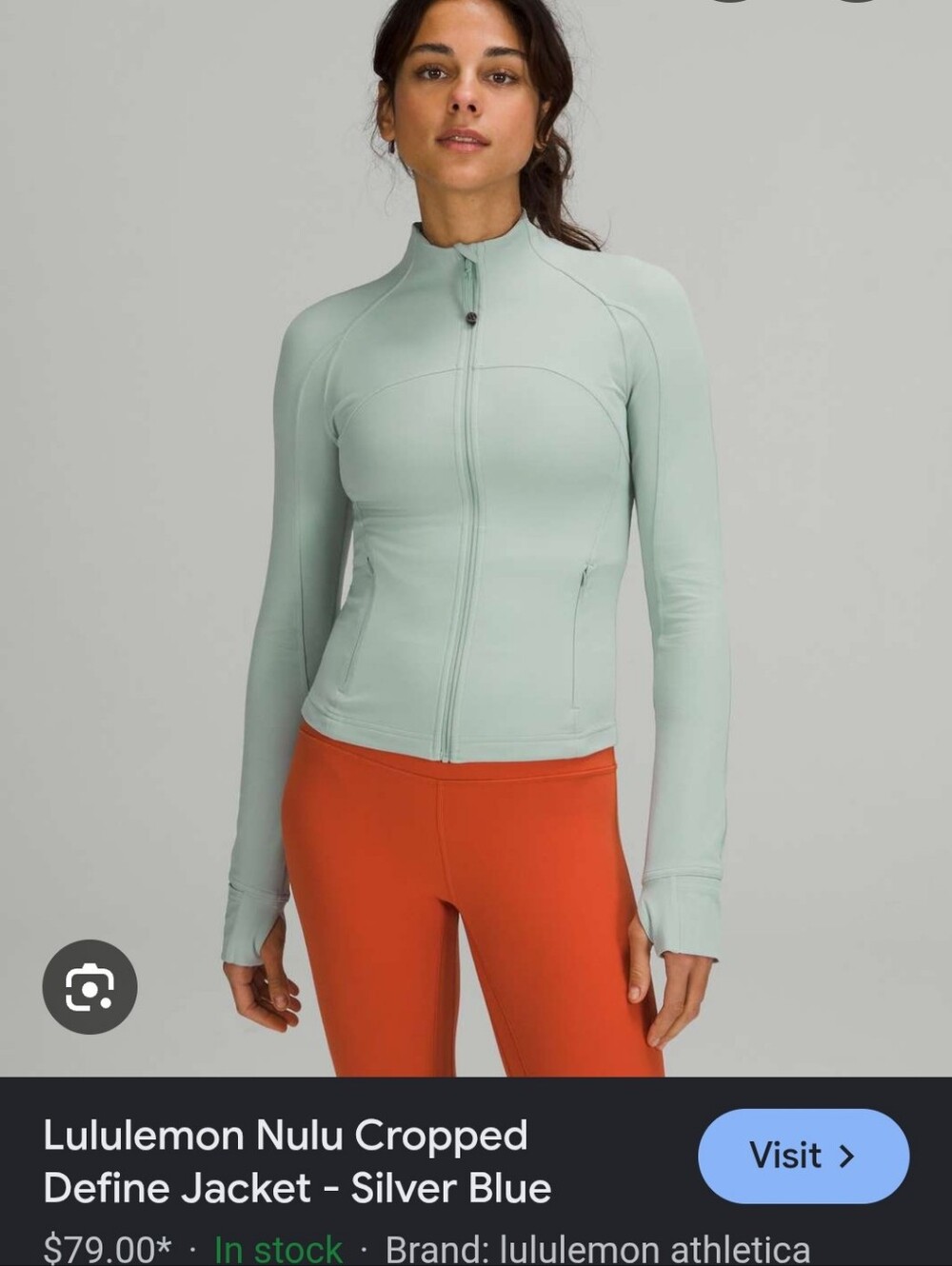 lululemon cropped Define jacket and skirt in Silver Blue. Matching Set